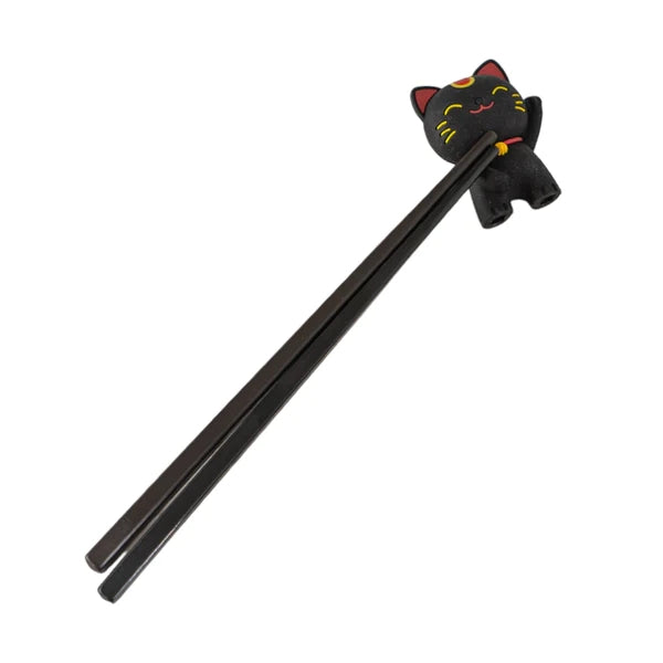 Black Lucky Cat Training Chopsticks for Beginners