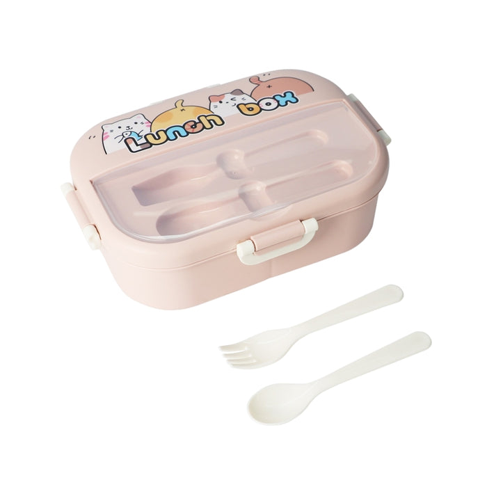 Cat Friends Lunch Box with Spoon and Fork