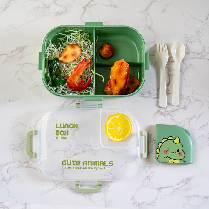 Dinosaur Lunch Box with Spoon and Fork