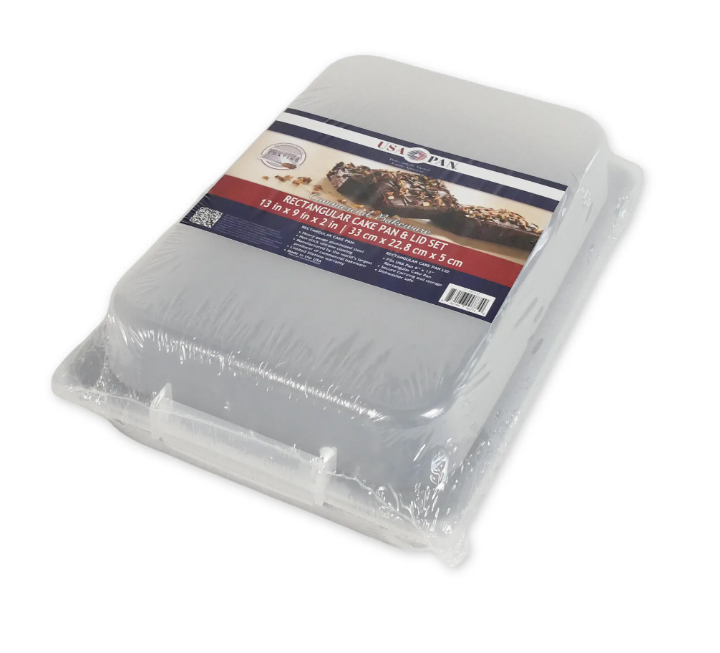 USA Pan Non-Stick Aluminum 13" x 10" Lasagna Pan with Lid Set #1111RCLD-ST-1