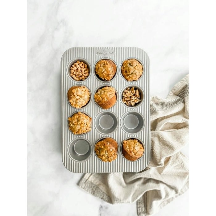 USA Pan 12 Cup Non-Stick Aluminum Muffin Pan with Lid Set #1200MFLD-ST-1
