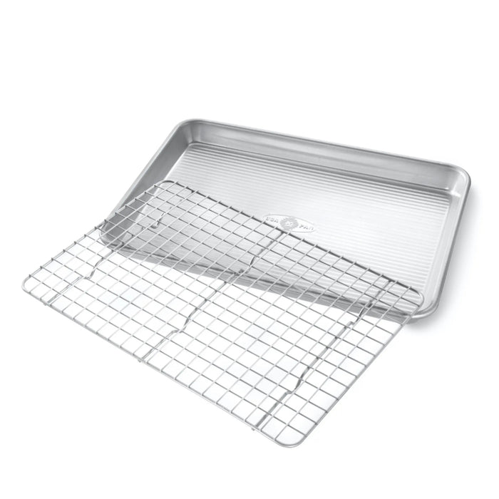 USA Pan Non-Stick Aluminum Half Sheet Pan with Baking Rack Set #1606CR-6