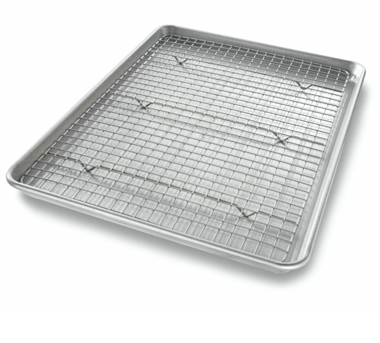 USA Pan Non-Stick Aluminum Half Sheet Pan with Baking Rack Set #1606CR-6