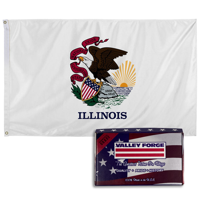 Valley Forge Illinois State Flag 3'x5' - Premium Spectra Max Nylon Made in USA Official IL Flag
