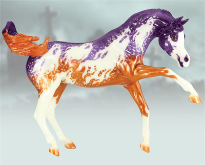 Breyer Horses Traditional Size 2023 Halloween Horse "Spectre" #1876 Limited On this All Hallow’s Eve, something chilling has slipped from the shadows. Emerging from the darkness into the moonlight, Spectre is a hauntingly beautiful sight to behold. With an eerie coat designed by artist Lauren Hoeffer, this animated stallion is co