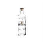  The Kilner® stackable bottle set has been cleverly designed to include two bottles in the space of one. So whether you're storing oil and vinegar or whisky and water, they will be conveniently stacked together, saving space in your kitchen. Each bottle h